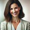 DALL·E 2025-01-16 15.31.50 - A professional headshot of a happy customer named Jessica Reynolds. She is a middle-aged woman with shoulder-length dark hair, wearing a smart casual 